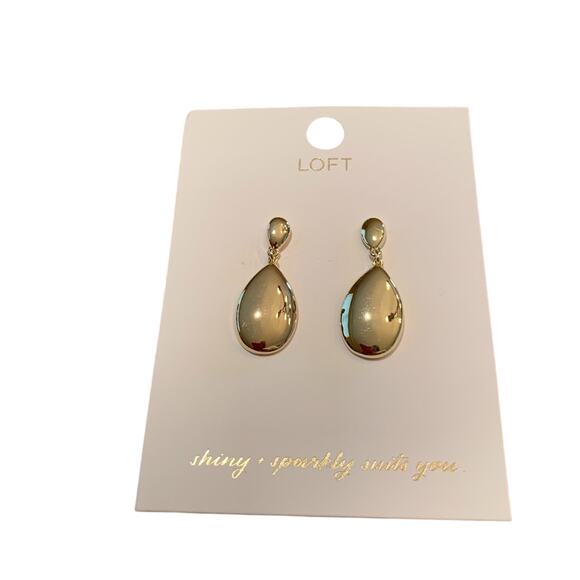 NWT LOFT Gold Teardrop 1 3/4" Earrings - Picture 2 of 4